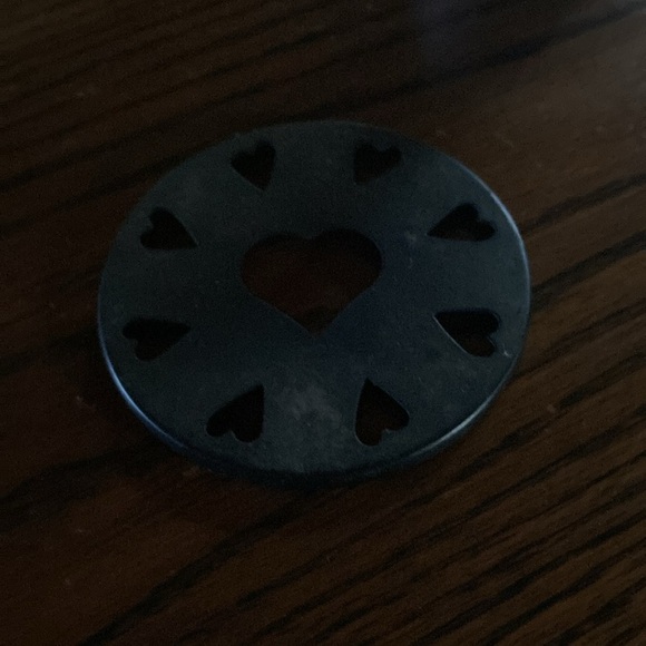 Punched tin candle holder with smoke lid apple design and hearts - Picture 3 of 8